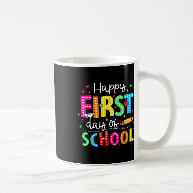 Fröhlicher erster Schultag Bleistift Lehrer Kinder Kaffeetasse (Rechts)