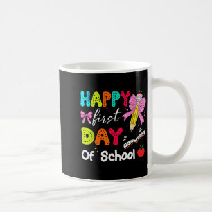 Fröhlicher erster Schultag Bleistift Lehrer Kinder Kaffeetasse