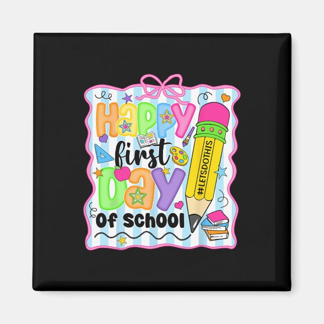 Fröhlicher erster Schultag Bleistift Lehrer Kinder Magnet (Vorne)