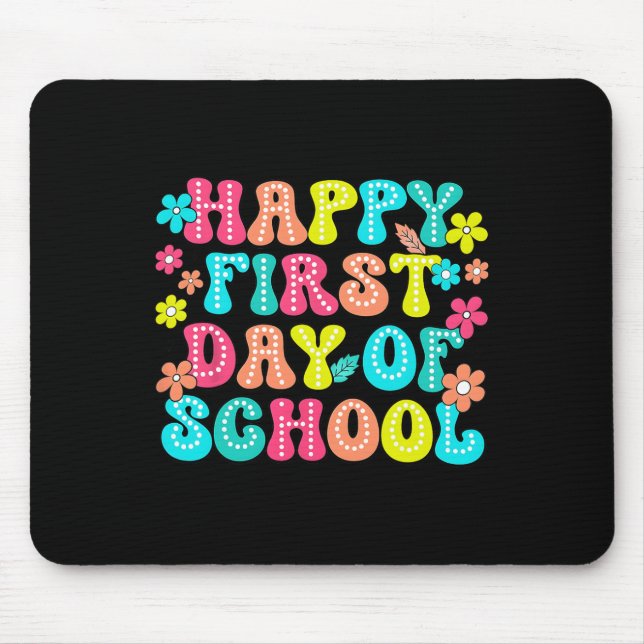 Fröhlicher erster Schultag Bleistift Lehrer Kinder Mousepad (Vorne)