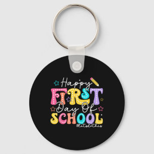 Fröhlicher erster Schultag Bleistift Lehrer Kinder Schlüsselanhänger