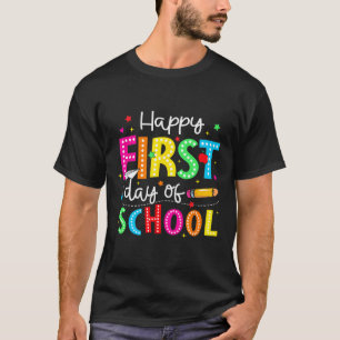 Fröhlicher erster Schultag Bleistift Lehrer Kinder T-Shirt