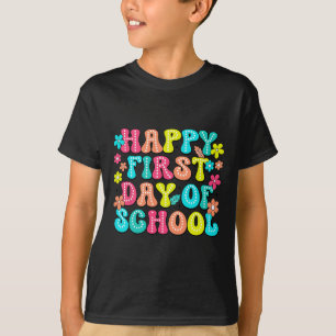 Fröhlicher erster Schultag Bleistift Lehrer Kinder T-Shirt