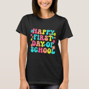 Fröhlicher erster Schultag Bleistift Lehrer Kinder T-Shirt