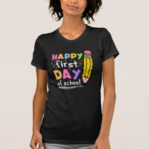 Fröhlicher erster Schultag Bleistift Rückkehr zur  T-Shirt