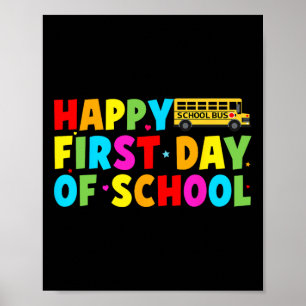 Fröhlicher erster Schultag Busfahrer Willkommen zu Poster