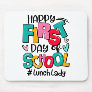 Fröhlicher erster Schultag Lunch Lady Lustiger Rüc Mousepad