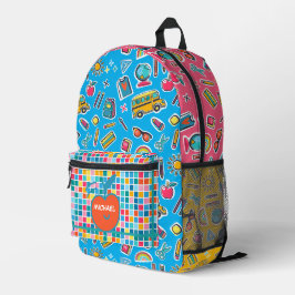 Fröhlicher erster Schultag Monogramm personalisier Bedruckter Rucksack