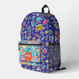 Fröhlicher erster Schultag Monogramm personalisier Bedruckter Rucksack
