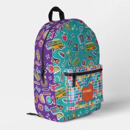 Fröhlicher erster Schultag Monogramm personalisier Bedruckter Rucksack