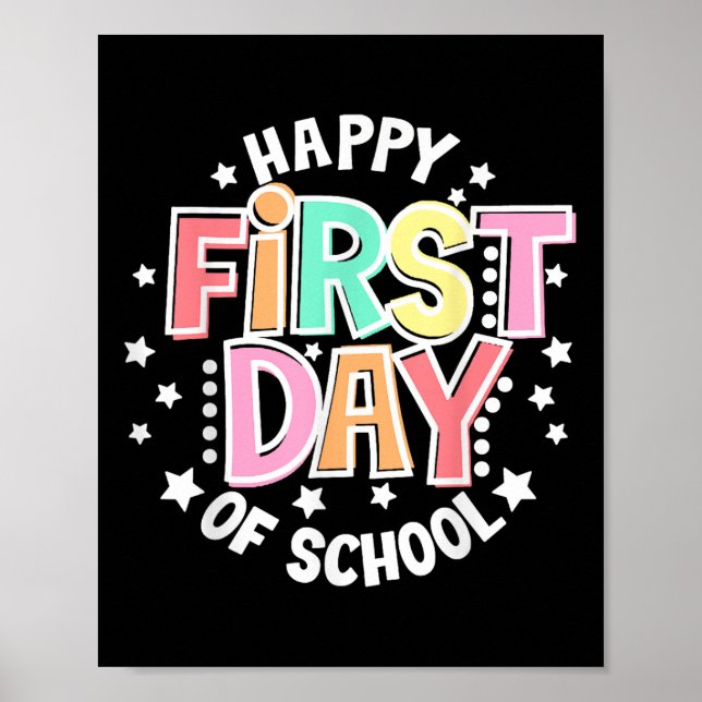 Fröhlicher erster Schultag Retro Groovy Back To Sc Poster (Vorne)