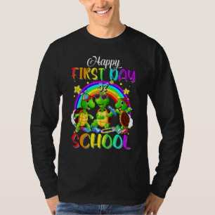 Fröhlicher erster Schultag Schildkröten Regenbogen T-Shirt