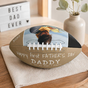 Fröhlicher erster Vatertag Daddy Vater Foto Football