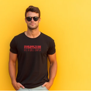 Fröhlicher erster Vatertag roter Buchstabe Humor T-Shirt