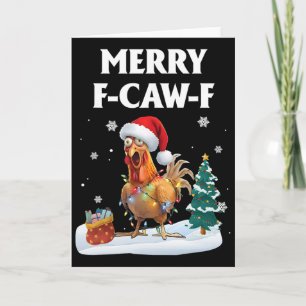 Fröhlicher F-caw-f Lustiger Hühner-Weihnachtsmann- Karte