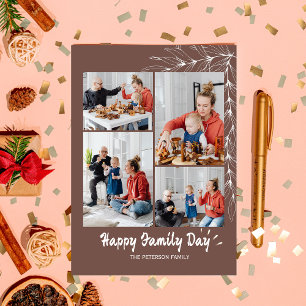 Fröhlicher Familientag Foto Collage Feiertagskart Feiertagskarte