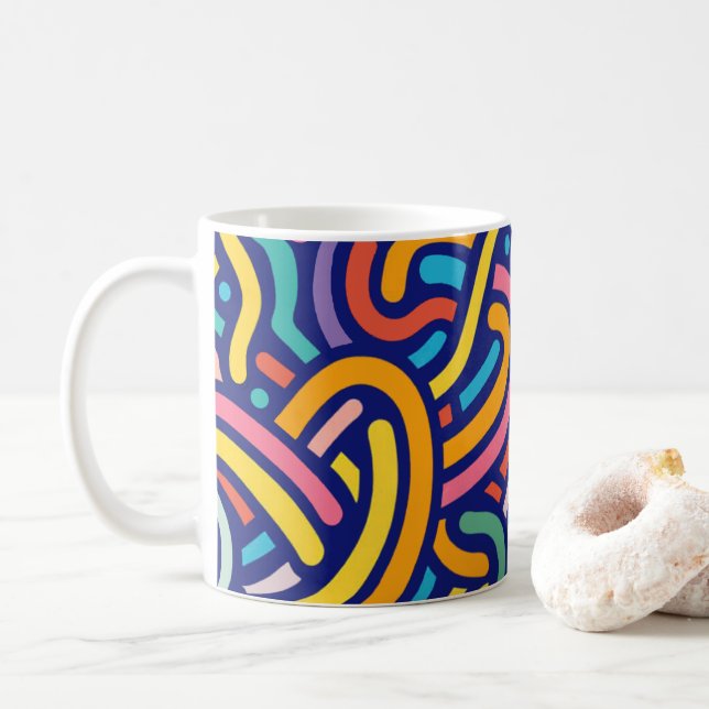 Fröhlicher Farbpattern-Becher Kaffeetasse (Mit Donut)