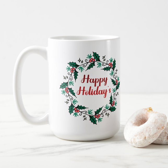 Fröhlicher Feiertags-Kranz-Tasse Kaffeetasse (Mit Donut)