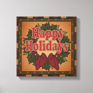 Fröhlicher Feiertags-Weihnachtskranz Leinwand