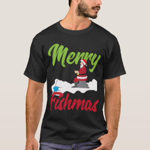 Fröhlicher Fisch-Weihnachten Weihnachtsbaum Angeln T-Shirt