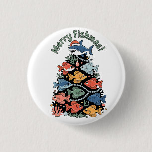 Fröhlicher Fisch-Weihnachten Weihnachtsbaum Fisch  Button