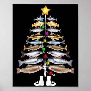 Fröhlicher Fisch-Weihnachten Weihnachtsbaum Lustig Poster