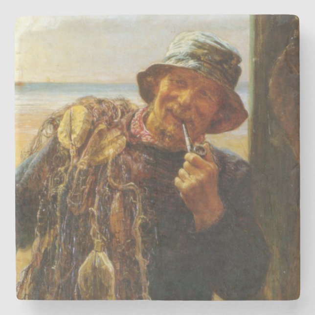 Fröhlicher Fischer (von Frederick Morgan) Steinuntersetzer (Vorderseite)