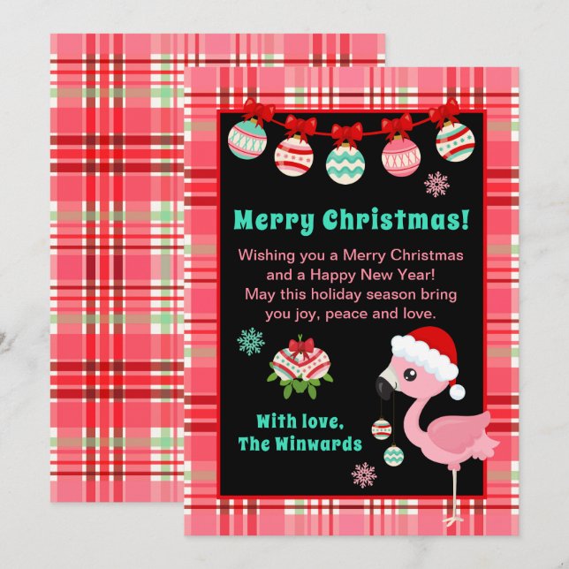 Fröhlicher Flamingo Frohe Weihnachten (Vorne/Hinten)