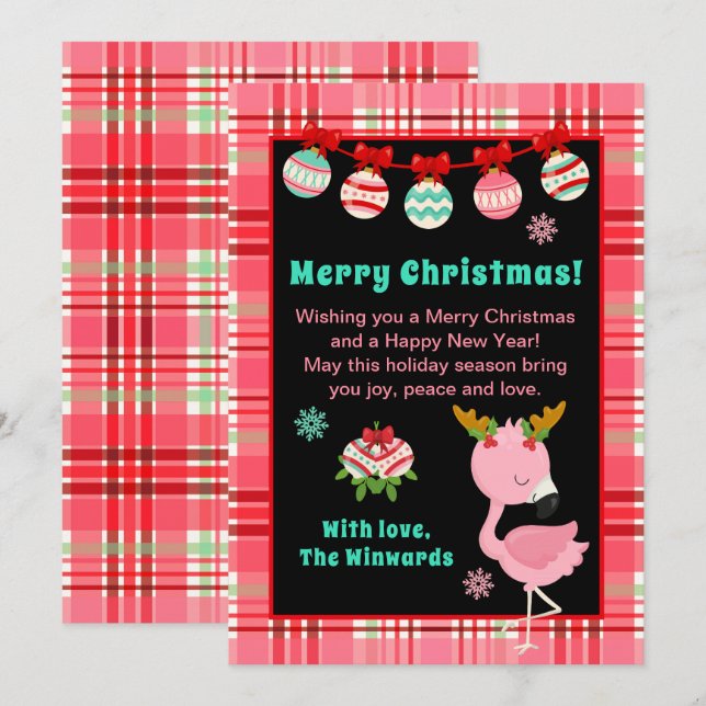 Fröhlicher Flamingo Frohe Weihnachten (Vorne/Hinten)
