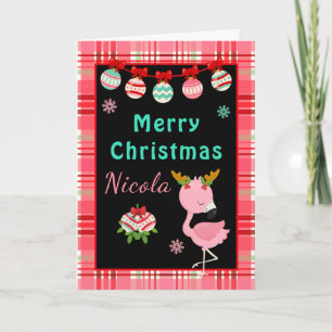 Fröhlicher Flamingo Frohe Weihnachten mit Namen