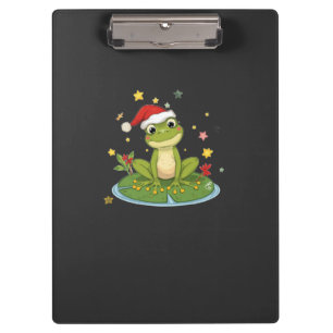 Fröhlicher Frosch-Jubel - Süßer Weihnachtsfrosch a Klemmbrett