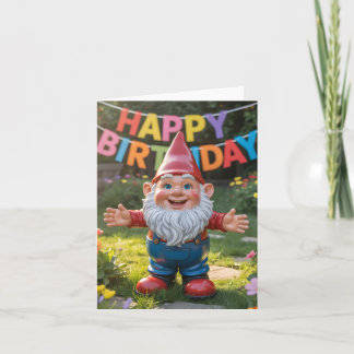 Fröhlicher Gartenzwerg mit "Alles Gute zum Geburts Feiertagskarte