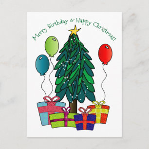 Fröhlicher Geburtstag, Frohe Weihnachten! Feiertagspostkarte
