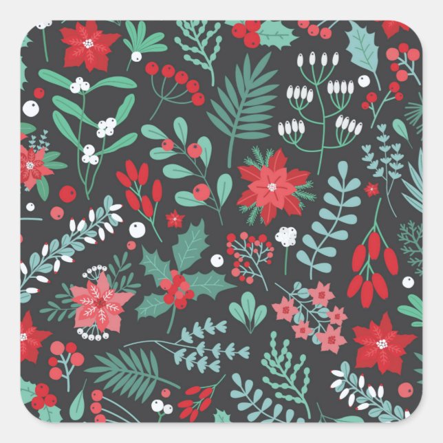 Fröhlicher Geburtstag und glückliche Weihnachten Quadratischer Aufkleber (Vorderseite)