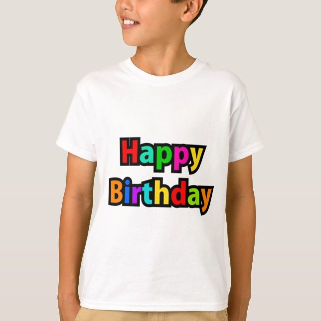 Fröhlicher Geburtstagstext T-Shirt (Vorderseite)