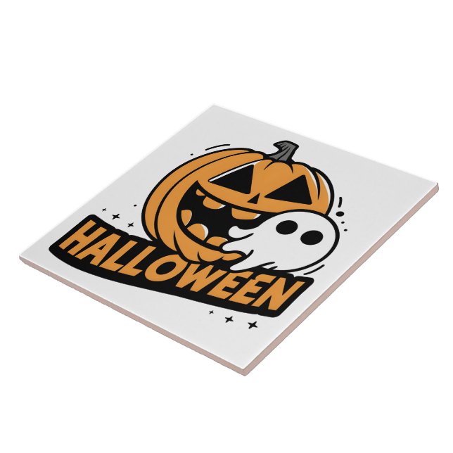 Fröhlicher Geist am Kürbis Fliese (Seite)