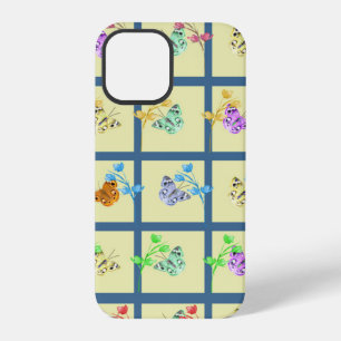 Fröhlicher gelber Schmetterling & Blumen iPhone 12 Pro Hülle