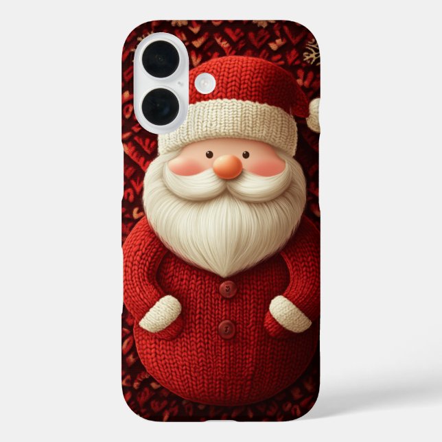 Fröhlicher gestrickter Weihnachtsmann  Roter Pullo Case-Mate iPhone Hülle (Rückseite)