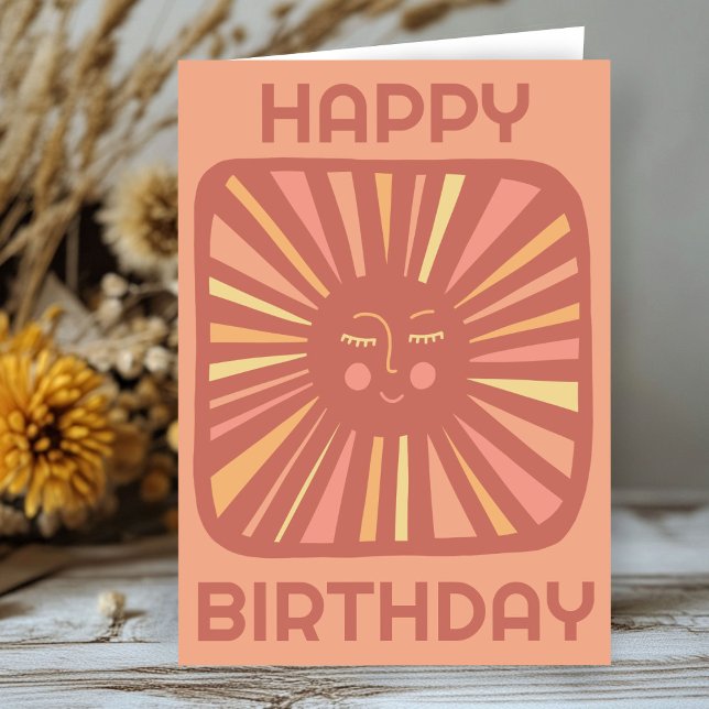 fröhlicher Glanz Sonne glücklich BURTSTAG angepass Karte (Cheerful Glow Sun HAPPY BIRTHDAY Customized Boho BDAY Card
)