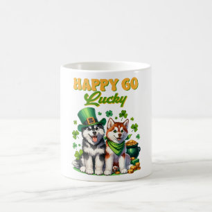 Fröhlicher Glückspilz Süßer Husky St. Patricks Tag Kaffeetasse