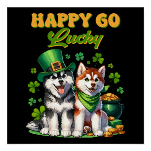 Fröhlicher Glückspilz Süßer Husky St. Patricks Tag Poster