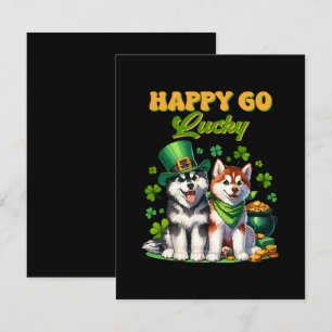 Fröhlicher Glückspilz Süßer Husky St. Patricks Tag RSVP Karte