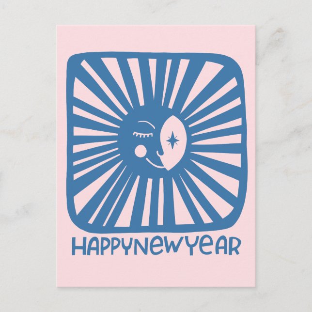 Fröhlicher Glühmond glücklich neues Jahr anpassen Postkarte (Vorderseite)