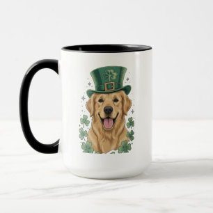 Fröhlicher Golden Retriever St. Patrick's Day Tasse