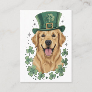 Fröhlicher Golden Retriever St. Patrick's Day Visitenkarte