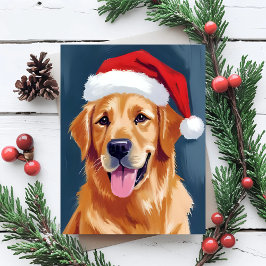 Fröhlicher Golden Retriever | Weihnachtshund mit S Feiertagskarte