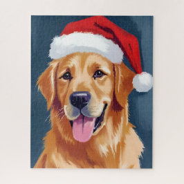 Fröhlicher Golden Retriever | Weihnachtshund mit S Puzzle