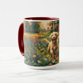 Fröhlicher Goldener Retriever Frolings auf Sonnena Tasse