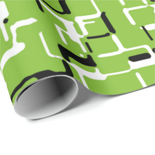 Fröhlicher Grün/Weiß/Schwarz-Trend Geschenkpapier