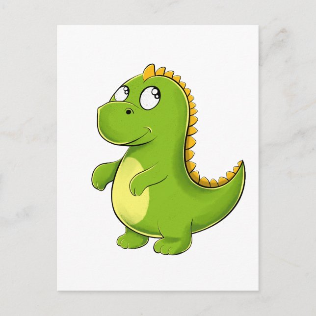 Fröhlicher Grüner Dino Postkarte (Vorderseite)